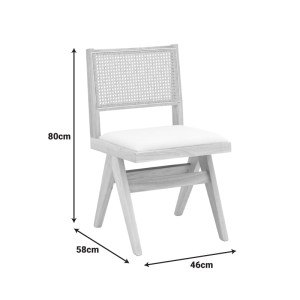 pak-382-000011-1 ΚΑΡΕΚΛΑ WINSLOW PAKOWORLD RUBBERWOOD ΣΕ ΦΥΣΙΚΗ ΑΠΟΧΡΩΣΗ-ΥΦΑΣΜΑ ΛΕΥΚΟ 46X58X80ΕΚ