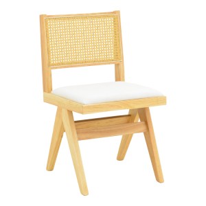 pak-382-000011 ΚΑΡΕΚΛΑ WINSLOW PAKOWORLD RUBBERWOOD ΣΕ ΦΥΣΙΚΗ ΑΠΟΧΡΩΣΗ-ΥΦΑΣΜΑ ΛΕΥΚΟ 46X58X80ΕΚ