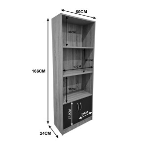 pak-383-000113-4 ΒΙΒΛΙΟΘΗΚΗ TEKARO PAKOWORLD SONOMA-ΑΝΘΡΑΚΙ 60X29X166ΕΚ