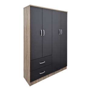 pak-383-000213 ΝΤΟΥΛΑΠΑ ΤΕΤΡΑΦΥΛΛΗ ΜΕ 2 ΣΥΡΤΑΡΙΑ ATHOS PAKOWORLD ΑΝΘΡΑΚΙ-SONOMA 120.5X42X181ΕΚ
