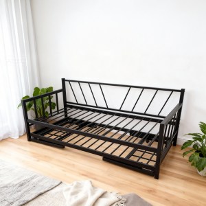 pak-386-000008-1 ΚΡΕΒΑΤΙ-ΚΑΝΑΠΕΣ REMMIE PAKOWORLD ΜΕΤΑΛΛΟ ΜΑΥΡΟ 90X190ΕΚ