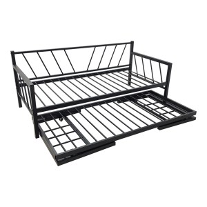 pak-386-000008-2 ΚΡΕΒΑΤΙ-ΚΑΝΑΠΕΣ REMMIE PAKOWORLD ΜΕΤΑΛΛΟ ΜΑΥΡΟ 90X190ΕΚ