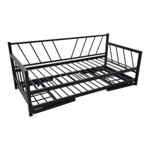 pak-386-000008 ΚΡΕΒΑΤΙ-ΚΑΝΑΠΕΣ REMMIE PAKOWORLD ΜΕΤΑΛΛΟ ΜΑΥΡΟ 90X190ΕΚ