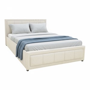 pak-388-000011 ΚΡΕΒΑΤΙ HUGA PAKOWORLD ΜΕ ΑΠΟΘΗΚΕΥΤΙΚΟ ΧΩΡΟ ΥΦΑΣΜΑ ΜΠΕΖ 120X200ΕΚ