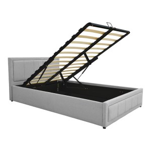 pak-388-000012-2 ΚΡΕΒΑΤΙ HUGA PAKOWORLD ΜΕ ΑΠΟΘΗΚΕΥΤΙΚΟ ΧΩΡΟ ΥΦΑΣΜΑ ΓΚΡΙ 120X200ΕΚ