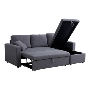 pak-389-000004-3 ΓΩΝΙΑΚΟΣ ΑΝΑΣΤΡΕΨΙΜΟΣ ΚΑΝΑΠΕΣ ΚΡΕΒΑΤΙ KAMORE PAKOWORLD ΜΕ ΑΠΟΘΗΚΕΥΤΙΚΟ ΧΩΡΟ ΓΚΡΙ ΥΦΑΣΜΑ 223X146X85ΕΚ