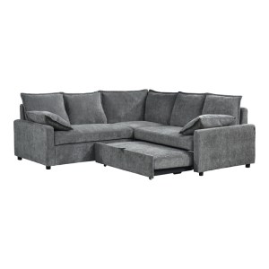 pak-389-000010-3 ΓΩΝΙΑΚΟΣ ΚΑΝΑΠΕΣ ΚΡΕΒΑΤΙ LOUNIVO PAKOWORLD ΥΦΑΣΜΑ ΑΝΘΡΑΚΙ 215X215X84ΕΚ
