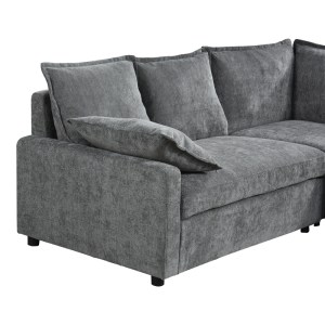 pak-389-000010-5 ΓΩΝΙΑΚΟΣ ΚΑΝΑΠΕΣ ΚΡΕΒΑΤΙ LOUNIVO PAKOWORLD ΥΦΑΣΜΑ ΑΝΘΡΑΚΙ 215X215X84ΕΚ