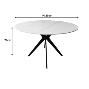 pak-390-000005-3 ΤΡΑΠΕΖΙ ORBITAL PAKOWORLD SINTERED STONE ΛΕΥΚΗ ΟΨΗ ΜΑΡΜΑΡΟΥ ΜΕ ΜΑΥΡΑ ΜΕΤΑΛΛΙΚΑ ΠΟΔΙΑ Φ120X76ΕΚ