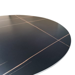 pak-390-000006-3 ΤΡΑΠΕΖΙ ORBITAL PAKOWORLD SINTERED STONE ΜΑΥΡΗ ΟΨΗ ΜΑΡΜΑΡΟΥ ΜΕ ΜΑΥΡΑ ΜΕΤΑΛΛΙΚΑ ΠΟΔΙΑ Φ120X76ΕΚ