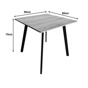 pak-390-000009-4 ΤΡΑΠΕΖΙ SQUARO PAKOWORLD SONOMA MDF ΜΕ ΛΕΥΚΑ ΜΕΤΑΛΛΙΚΑ ΠΟΔΙΑ 80X80X75ΕΚ