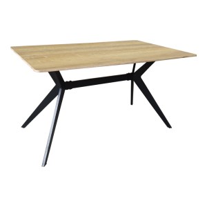 pak-390-000015-1 ΤΡΑΠΕΖΙ EZALI PAKOWORLD SONOMA MDF ΜΕ ΜΑΥΡΑ ΜΕΤΑΛΛΙΚΑ ΠΟΔΙΑ 140X80X75ΕΚ