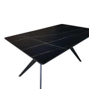 pak-390-000016-3 ΤΡΑΠΕΖΙ EZALI PAKOWORLD MDF ΜΑΥΡΗ ΟΨΗ ΜΑΡΜΑΡΟΥ ΜΕ ΜΑΥΡΑ ΜΕΤΑΛΛΙΚΑ ΠΟΔΙΑ 140X80X75ΕΚ