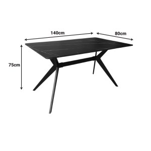 pak-390-000016-4 ΤΡΑΠΕΖΙ EZALI PAKOWORLD MDF ΜΑΥΡΗ ΟΨΗ ΜΑΡΜΑΡΟΥ ΜΕ ΜΑΥΡΑ ΜΕΤΑΛΛΙΚΑ ΠΟΔΙΑ 140X80X75ΕΚ