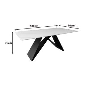 pak-390-000021-5 ΤΡΑΠΕΖΙ MAPELE PAKOWORLD SINTERED STONE ΛΕΥΚΗ ΟΨΗ ΜΑΡΜΑΡΟΥ ΜΕ ΜΑΥΡΑ ΜΕΤΑΛΛΙΚΑ ΠΟΔΙΑ 180X90X75ΕΚ