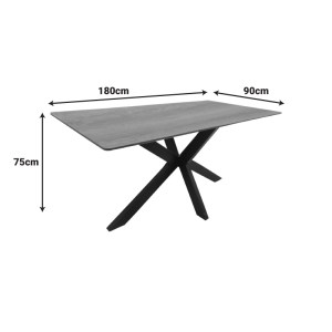 pak-390-000032-3 ΤΡΑΠΕΖΙ BETHAN PAKOWORLD SONOMA ΜΕ ΓΚΡΙ MDF ΚΑΙ ΜΑΥΡΟ ΜΕΤΑΛΛΟ 180X90X75ΕΚ