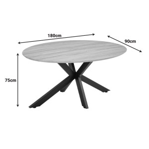 pak-392-000023-3 ΤΡΑΠΕΖΙ MAKREY PAKOWORLD ΚΑΡΥΔΙ MDF- ΜΑΥΡΑ ΜΕΤΑΛΛΙΚΑ ΠΟΔΙΑ 180X90X75ΕΚ