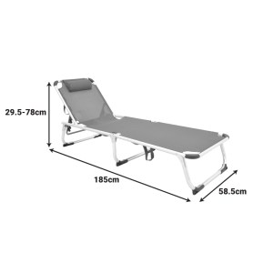pak-396-000002-6 ΞΑΠΛΩΣΤΡΑ ΠΑΡΑΛΙΑΣ FEVEPE PAKOWORLD ΒΑΡΕΩΣ ΤΥΠΟΥ ΑΛΟΥΜΙΝΙΟ-TEXTILENE ΣΕ ΑΝΘΡΑΚΙ ΑΠΟΧΡΩΣΗ 58.5X185X29.5ΕΚ