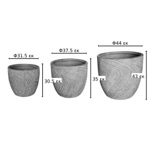 pak-397-000008-1 ΚΑΣΠΩ ANTHEA PAKOWORLD ΣΕΤ 3ΤΕΜ ΚΕΡΑΜΙΚΟ ΣΕ ΓΚΡΙ ΑΠΟΧΡΩΣΗ