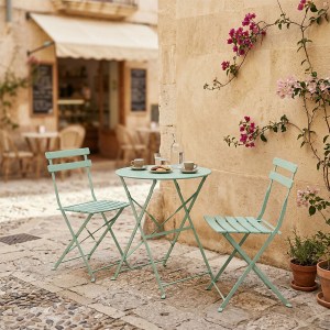 pak-400-000013 ΤΡΑΠΕΖΑΡΙΑ BISTRO PAKOWORLD ΣΕΤ 3ΤΕΜ ΜΕΤΑΛΛΙΚΗ ΑΝΑΔΙΠΛΟΥΜΕΝΗ ΣΕ ΜΕΝΤΑ ΑΠΟΧΡΩΣΗ Φ60X71ΕΚ