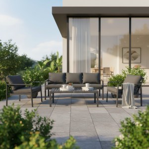 pak-401-000004 ΣΑΛΟΝΙ GARDENLY Ι PAKOWORLD ΣΕΤ 4ΤΜΧ ΑΛΟΥΜΙΝΙΟ ΣΕ ΑΝΘΡΑΚΙ ΑΠΟΧΡΩΣΗ ΜΕ ΑΝΘΡΑΚΙ ΜΑΞΙΛΑΡΙΑ