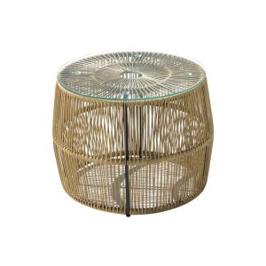 pak-405-000009-1 ΤΡΑΠΕΖΙ ADELA PAKOWORLD PE WICKER-ΓΥΑΛΙ ΣΕ ΦΥΣΙΚΗ ΑΠΟΧΡΩΣΗ Φ47X38ΕΚ