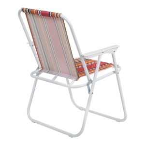 pak-407-000011-1 ΚΑΡΕΚΛΑΚΙ ΠΑΡΑΛΙΑΣ-CAMPING JETTE PAKOWORLD ΡΟΖ ΡΙΓΕ-ΛΕΥΚΟ ΜΕΤΑΛΛΟ 53X56X73ΕΚ