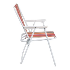 pak-407-000011-2 ΚΑΡΕΚΛΑΚΙ ΠΑΡΑΛΙΑΣ-CAMPING JETTE PAKOWORLD ΡΟΖ ΡΙΓΕ-ΛΕΥΚΟ ΜΕΤΑΛΛΟ 53X56X73ΕΚ