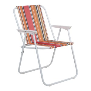 pak-407-000011 ΚΑΡΕΚΛΑΚΙ ΠΑΡΑΛΙΑΣ-CAMPING JETTE PAKOWORLD ΡΟΖ ΡΙΓΕ-ΛΕΥΚΟ ΜΕΤΑΛΛΟ 53X56X73ΕΚ