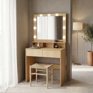 pak-412-000002 ΤΟΥΑΛΕΤΑ ΚΡΕΒΑΤΟΚΑΜΑΡΑΣ VANITY PAKOWORLD ΜΕ LED ΣΕ ΦΥΣΙΚΗ ΑΠΟΧΡΩΣΗ 80X40X140ΕΚ