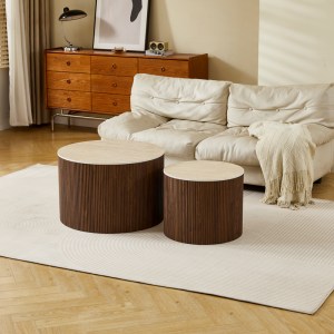 pak-413-000002 ΤΡΑΠΕΖΙΑ ΣΑΛΟΝΙΟΥ NELBA PAKOWORLD 2ΤΜΧ MDF ΚΑΡΥΔΙ - ΜΠΕΖ ΟΨΗ ΤΡΑΒΕΡΤΙΝΑΣ
