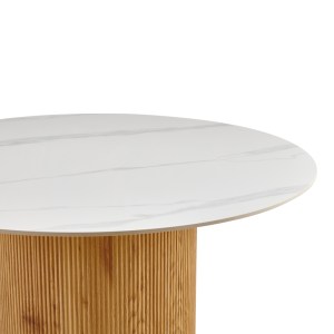 pak-413-000003-2 ΤΡΑΠΕΖΙ SIKULU PAKOWORLD MDF OAK - ΛΕΥΚΗ ΟΨΗ ΤΡΑΒΕΡΤΙΝΑΣ Φ125X77ΕΚ