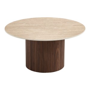 pak-413-000006-2 ΤΡΑΠΕΖΙ ΣΑΛΟΝΙΟΥ SIKULU PAKOWORLD MDF ΚΑΡΥΔΙ - ΜΠΕΖ ΟΨΗ ΤΡΑΒΕΡΤΙΝΑΣ Φ80X40ΕΚ