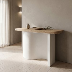 pak-415-000012 ΚΟΝΣΟΛΑ JECKIE PAKOWORLD ΞΥΛΟ ΕΛΑΤΟΥ-MDF OAK-ΛΕΥΚΟ 120X38X80ΕΚ