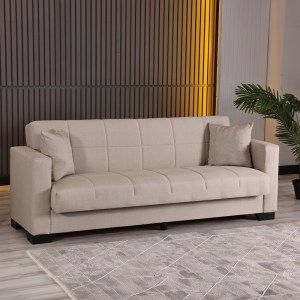 pak-418-000006 ΚΑΝΑΠΕΣ ΚΡΕΒΑΤΙ ΤΡΙΘΕΣΙΟΣ VOX PAKOWORLD ΜΕ ΑΠΟΘΗΚΕΥΤΙΚΟ ΧΩΡΟ ΚΡΕΜ ΥΦΑΣΜΑ 210X84X83ΕΚ