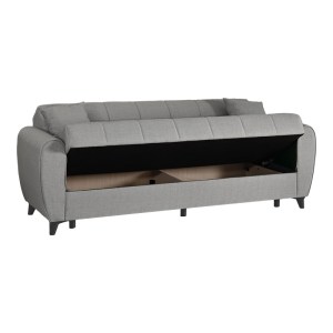 pak-418-000014-2 ΚΑΝΑΠΕΣ ΚΡΕΒΑΤΙ ΤΡΙΘΕΣΙΟΣ LINCOLN PAKOWORLD ΜΕ ΑΠΟΘΗΚΕΥΤΙΚΟ ΧΩΡΟ ΑΝΟΙΧΤΟ ΓΚΡΙ ΥΦΑΣΜΑ 226X84X93ΕΚ