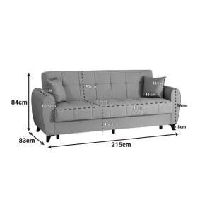 pak-418-000017-6 ΚΑΝΑΠΕΣ ΚΡΕΒΑΤΙ ΤΡΙΘΕΣΙΟΣ MODESTO PAKOWORLD ΜΕ ΑΠΟΘΗΚΕΥΤΙΚΟ ΧΩΡΟ ΓΚΡΙ ΥΦΑΣΜΑ 213X84X86ΕΚ