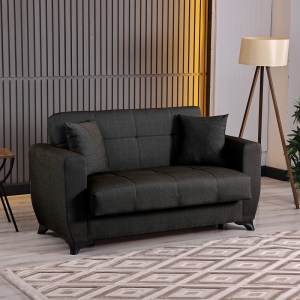 pak-418-000022 ΚΑΝΑΠΕΣ ΚΡΕΒΑΤΙ ΔΙΘΕΣΙΟΣ MODESTO PAKOWORLD ΜΕ ΑΠΟΘΗΚΕΥΤΙΚΟ ΧΩΡΟ ΜΑΥΡΟ ΥΦΑΣΜΑ 153X84X86ΕΚ