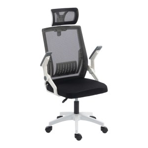 pak-420-000011-2 ΚΑΡΕΚΛΑ ΓΡΑΦΕΙΟΥ PLYMOT PAKOWORLD ΛΕΥΚΗ - MESH ΜΑΥΡΟ 48X58X112-122ΕΚ