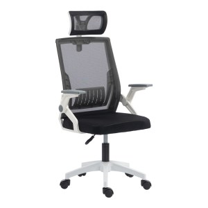 pak-420-000011 ΚΑΡΕΚΛΑ ΓΡΑΦΕΙΟΥ PLYMOT PAKOWORLD ΛΕΥΚΗ - MESH ΜΑΥΡΟ 48X58X112-122ΕΚ