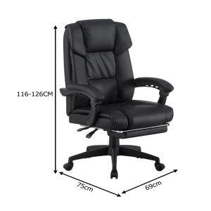 pak-421-000005-5 ΚΑΡΕΚΛΑ ΓΡΑΦΕΙΟΥ ΔΙΕΥΘΥΝΤΗ ΜΕ ΥΠΟΠΟΔΙΟ GARNUT PAKOWORLD PU ΜΑΥΡΟ 69X75X116-126ΕΚ