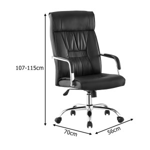 pak-421-000009-6 ΚΑΡΕΚΛΑ ΓΡΑΦΕΙΟΥ ΔΙΕΥΘΥΝΤΗ BIANI PAKOWORLD PU ΜΑΥΡΟ 56X70X107-115ΕΚ