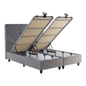 pak-424-000006-2 ΚΡΕΒΑΤΙ ΔΙΠΛΟ PUNTO PAKOWORLD ΜΕ ΑΠΟΘΗΚΕΥΤΙΚΟ ΧΩΡΟ ΓΚΡΙ ΒΕΛΟΥΔΟ 160X200ΕΚ