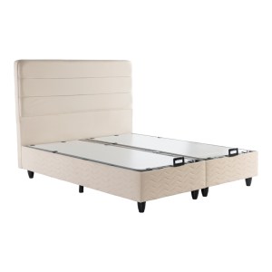 pak-424-000008-1 ΚΡΕΒΑΤΙ ΔΙΠΛΟ LINTEDA PAKOWORLD ΜΕ ΑΠΟΘΗΚΕΥΤΙΚΟ ΧΩΡΟ ΚΡΕΜ ΒΕΛΟΥΔΟ 160X200ΕΚ