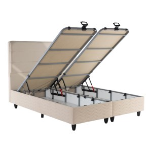 pak-424-000008-2 ΚΡΕΒΑΤΙ ΔΙΠΛΟ LINTEDA PAKOWORLD ΜΕ ΑΠΟΘΗΚΕΥΤΙΚΟ ΧΩΡΟ ΚΡΕΜ ΒΕΛΟΥΔΟ 160X200ΕΚ