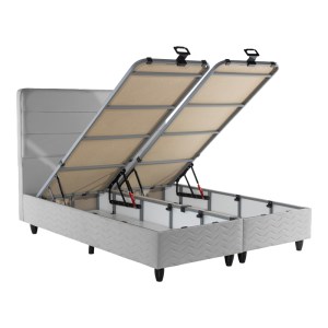 pak-424-000012-2 ΚΡΕΒΑΤΙ ΔΙΠΛΟ LINTEDA PAKOWORLD ΜΕ ΑΠΟΘΗΚΕΥΤΙΚΟ ΧΩΡΟ ΓΚΡΙ ΒΕΛΟΥΔΟ 160X200ΕΚ