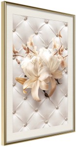 pol-161796449 ΑΦΙΣΑ - LILIES ON LEATHER UPHOLSTERY - 40X60 - ΧΡΥΣΟ - ΜΕ ΠΑΣΠΑΡΤΟΥ