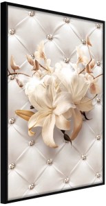pol-161796479 ΑΦΙΣΑ - LILIES ON LEATHER UPHOLSTERY - 30X45 - ΜΑΥΡΟ - ΧΩΡΙΣ ΠΑΣΠΑΡΤΟΥ