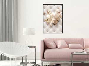 pol-161796479 ΑΦΙΣΑ - LILIES ON LEATHER UPHOLSTERY - 30X45 - ΜΑΥΡΟ - ΧΩΡΙΣ ΠΑΣΠΑΡΤΟΥ