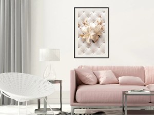 pol-161796489 ΑΦΙΣΑ - LILIES ON LEATHER UPHOLSTERY - 30X45 - ΜΑΥΡΟ - ΜΕ ΠΑΣΠΑΡΤΟΥ